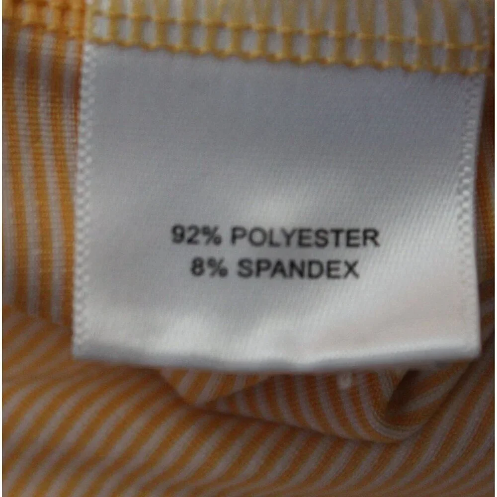 Peter Millar Size Large Golf Polo Shirt Orange Striped Performance - Picture 6 of 7